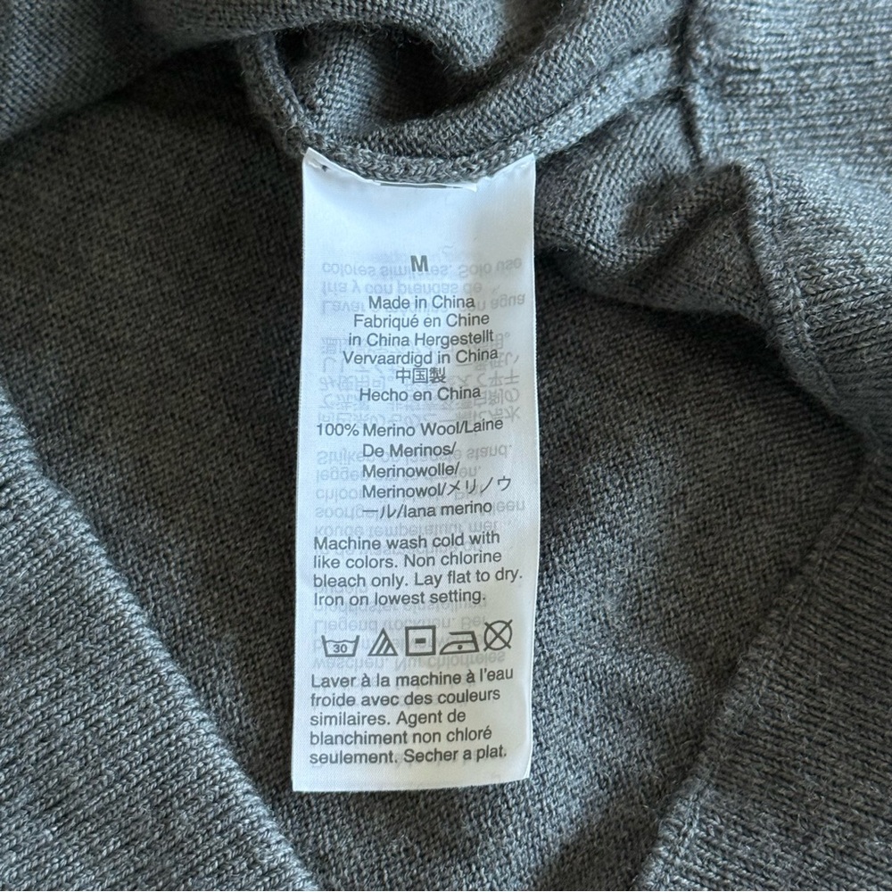 J Crew Merino Wool Sweater Mens Medium 1/4 Zip Gray Preppy Minimalist Office - Picture 11 of 15